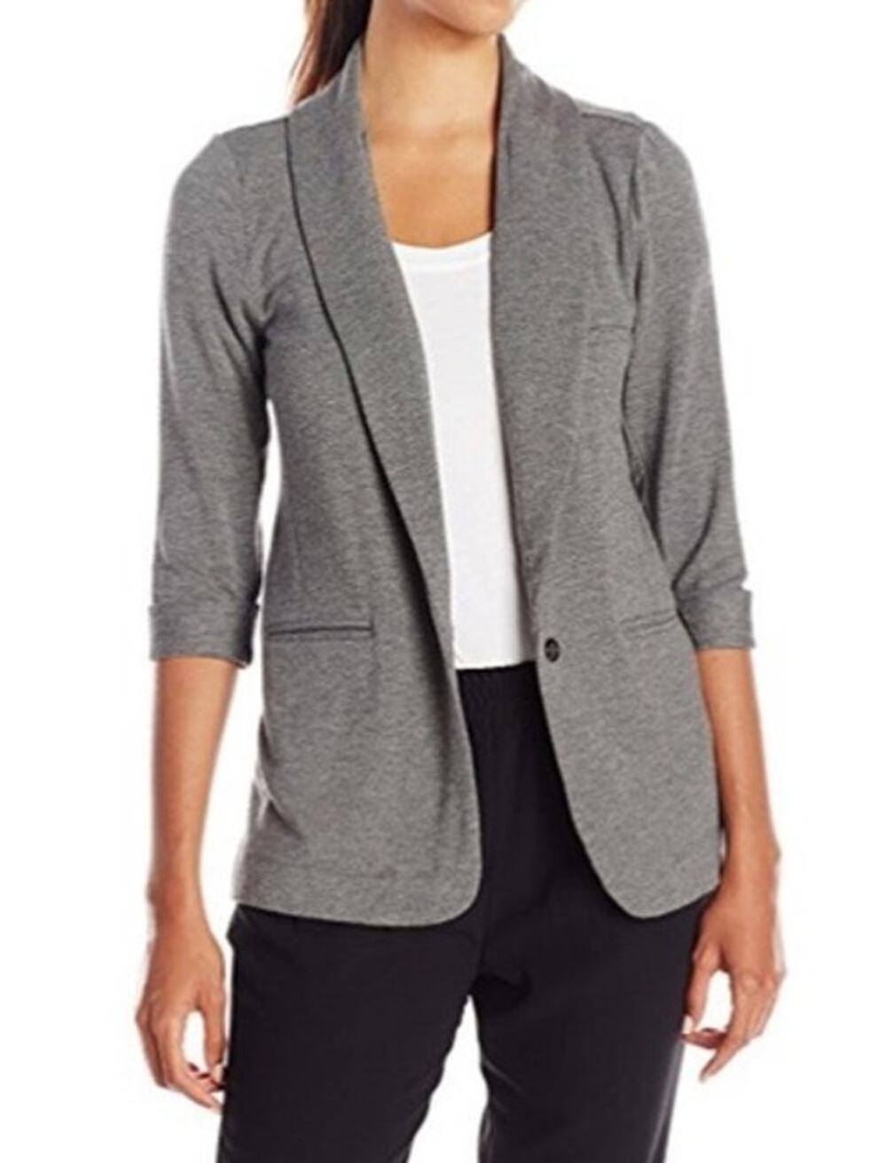 Joie Womens Casual Jersey Knit Blazer Jacket Medium Gray Modern Career Lounge